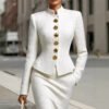 2026 European And American Cross-border Chanel Style Suit Women's Vertical Collar Tight Waist Hip Light Luxury Socialite Commuter Suit Dres