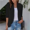Women's Open Front  Sleeve Lightweight Waterfall Hem Draped Cardigan Cover Up